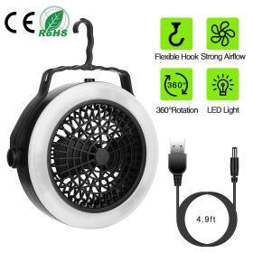 Portable Camping LED Fan (Color: Black & White)