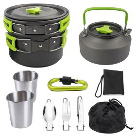 2-3 People Combination Camping Cookware Set (select: k05-green)
