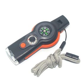 7-in-1 Safety Whistle with Magnifier, Flashlight, & Compass – Emergency Survival Tool for Hiking and Outdoor Adventures (Color: Orange)