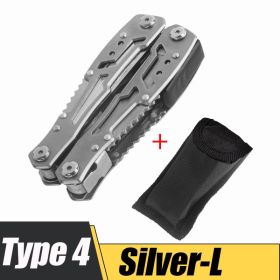 Multi-function Stainless Steel Multi-tool Pocket Knife Pliers (Color: Silver-L)
