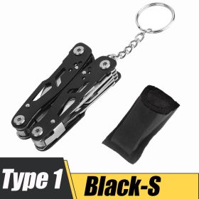 Multi-function Stainless Steel Multi-tool Pocket Knife Pliers (Color: Black-S)