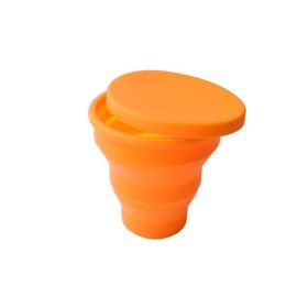 Soft Silicone Retractable Mini Folding Water Cup with Lid (Color: Orange)