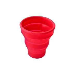 Soft Silicone Retractable Mini Folding Water Cup with Lid (Color: Red)