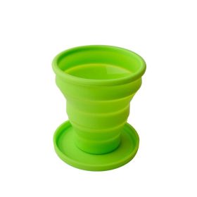 Soft Silicone Retractable Mini Folding Water Cup with Lid (Color: Green)