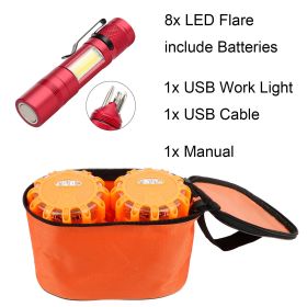 Auto Emergency LED Warning Lights – 3/6/8 Pack with Magnetic Hook, Work Flashlight & Screwdrivers (Quantity: 8PACK)