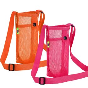 Water Bottle Holder with Adjustable Shoulder Strap (Color: Rose + Orange)