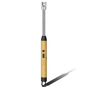 Flameless Lighter Rechargeable - USB LED Battery Display (Color: Golden)