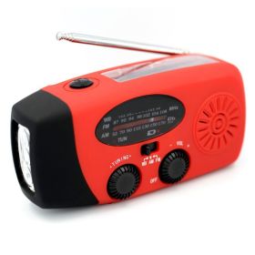 Multi-functional Hand Radio - Solar Crank Dynamo Powered AM/FM/WB/NOAA Weather Radio (Ships From: China, Color: Red)