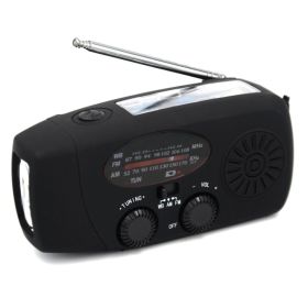 Multi-functional Hand Radio - Solar Crank Dynamo Powered AM/FM/WB/NOAA Weather Radio (Ships From: China, Color: Black)