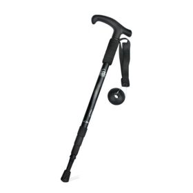 Four-Section Curved Handle Trekking Pole (Type: Walking Sticks, Color: Black)