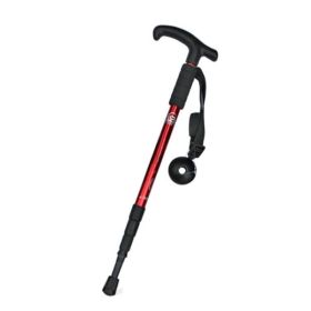 Four-Section Curved Handle Trekking Pole (Type: Walking Sticks, Color: Red)