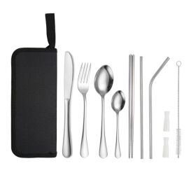 Portable Picnic Knife & Fork Tool Set – Outdoor Camping Cutlery with Storage Bag (Type: Style A, Color: Silver)