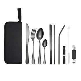 Portable Picnic Knife & Fork Tool Set – Outdoor Camping Cutlery with Storage Bag (Type: Style B, Color: Black)