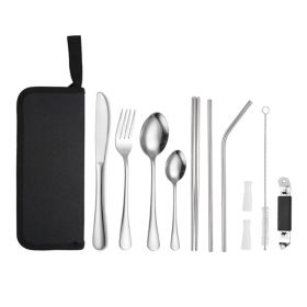 Portable Picnic Knife & Fork Tool Set – Outdoor Camping Cutlery with Storage Bag (Type: Style B, Color: Silver)