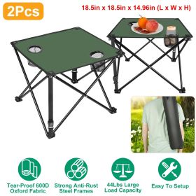 Foldable Camping Table – Portable Lightweight Picnic Table with Cup Holders (1 or 2 Pack Options) (Quantity: 2Pcs, Color: Green)