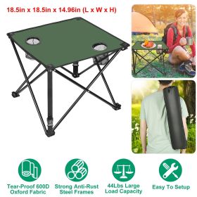 Foldable Camping Table – Portable Lightweight Picnic Table with Cup Holders (1 or 2 Pack Options) (Quantity: 1Pc, Color: Green)