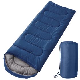 Camping Sleeping Bag for Adults & Teens – Moisture-Proof 3-Season Sleeping Bag with Carry Bag (Color: Navy Blue, size: One size)