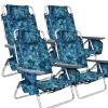 4-Pack: 5-Position Outdoor Folding Backpack Beach Reclining Chair with Pillow