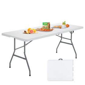 Portable Folding Camping Table with Carrying Handle (Color: White)