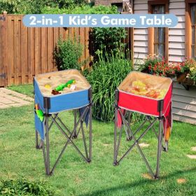 2-Piece Folding Camping Tables with Large Capacity Storage Sink (Color: blue and red)