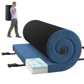 Foldable Camping Mattress with High-Density Foam Cushion and Anti-Slip Bottom (Color: Navy)