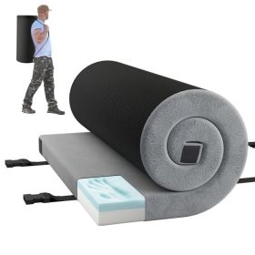 Foldable Camping Mattress with High-Density Foam Cushion and Anti-Slip Bottom (Color: Gray)