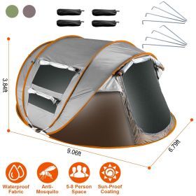 Pop-Up Automatic Camping Tent with Mosquito Net Windows & Carrying Bag (Type: Khaki_5_8Person_Standard)