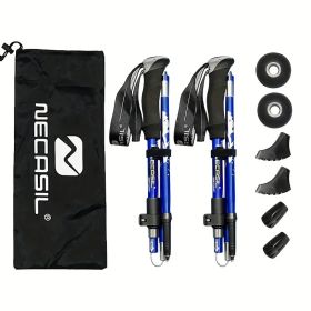 Five-Section Folding Trekking Pole – Lightweight 7075 Aluminum with EVA Grip (Color: Blue)