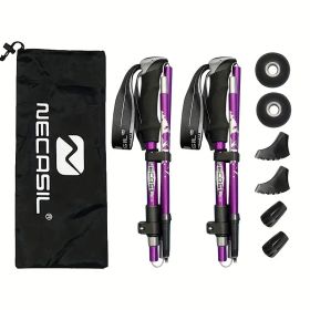 Five-Section Folding Trekking Pole – Lightweight 7075 Aluminum with EVA Grip (Color: Purple)