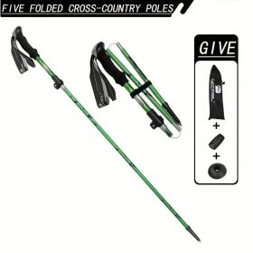Ultralight Folding Hiking Poles - 7075 Aluminum with EVA Grip, Tungsten Tips - Perfect for Backpacking & Climbing (Color: Green)