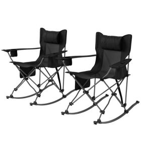 Folding Lounge Chairs / Beach Chairs, Camping Chairs (Set of 2) (Color: As Picture)