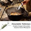 Multifunctional Folding Camping Tableware – Portable Stainless Steel Cutlery Set
