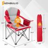 Oversized Camping Folding Chair – Heavy Duty Padded Chair with Cooler Bag & Storage