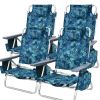 4-Pack: 5-Position Outdoor Folding Backpack Beach Reclining Chair with Pillow
