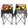 2-Piece Folding Camping Tables with Large Capacity Storage Sink