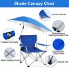 Foldable Beach Chair with 360° Adjustable Umbrella and Carry Bag