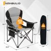 Oversized Camping Folding Chair – Heavy Duty Padded Chair with Cooler Bag & Storage
