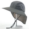 Wide Brim Sun Screen Hat With Neck Flap