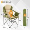 Oversized Camping Folding Chair – Heavy Duty Padded Chair with Cooler Bag & Storage