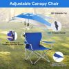 Foldable Beach Chair with 360° Adjustable Umbrella and Carry Bag