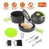 Outdoor Hiking Picnic Camping Cookware Set - Aluminum Pot Pans Kit