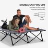 Outsunny 2-Person Folding Camping Cot for Adults – Extra-Wide Elevated Outdoor Sleeping Cot with Carry Bag